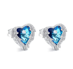 Ocean Blue Winged Heart Earrings