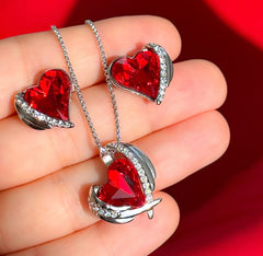 Set Grandeza de Amor rojo - Corazón Swarovski