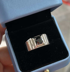 Anillo ancho Moissanita Negro Intenso