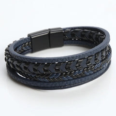 Blue and Black Leather Bracelet 