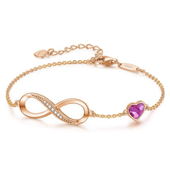 Magenta Heart &amp; Infinity Bracelet 