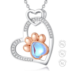 Moonstone Dog Paw Print Heart