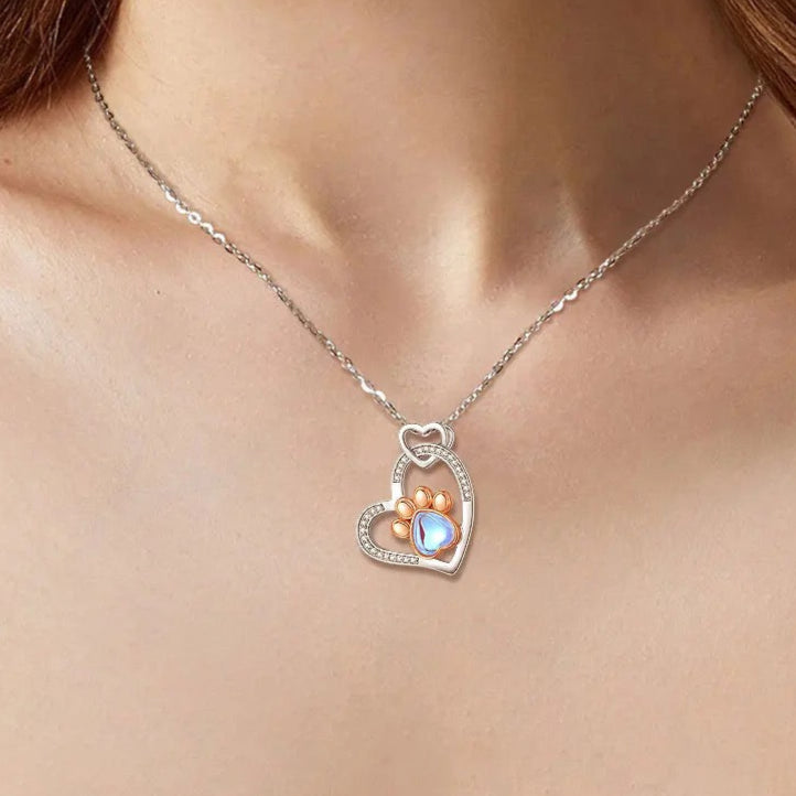 Corazón con huella de perro de piedra Lunar