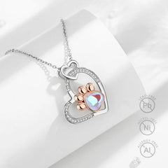Moonstone Dog Paw Print Heart