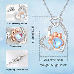 Moonstone Dog Paw Print Heart