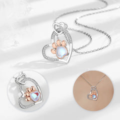 Moonstone Dog Paw Print Heart