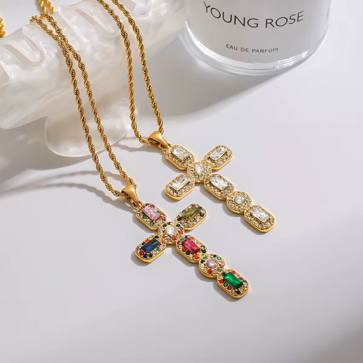 Necklace with colorful cross 