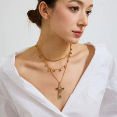 Collar con Cruz de colores