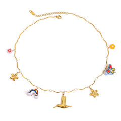 Collar charms de Colibri y arcoíris