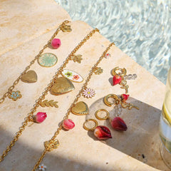 Collar charms de Flores con relicario/locket