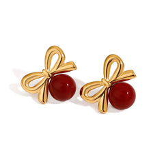 Aretes de lazo rojo