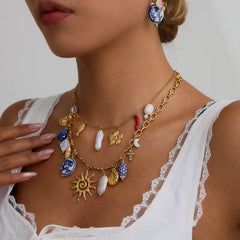 Collar de charms Sol y mosaicos de Portugal