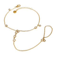 Pulsera con anillo de cristales transparentes
