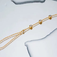 Pulsera con anillo de 3 cristales transparentes