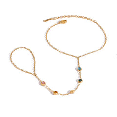Pulsera con anillo de cristales de colores
