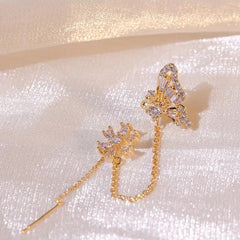 Butterfly &amp; Flower Earcuff with Crystal Dot 