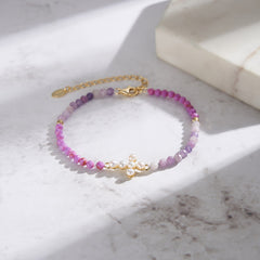 Cross Bracelet with Pearls and Mica 