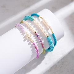 Cross Bracelet with Pearls and Mica 