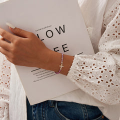 Cross Bracelet with Pearls and Mica 