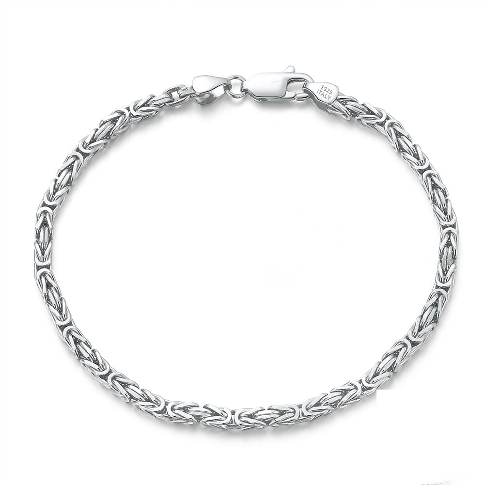 Unisex Byzantine Bracelet - Silver Plated 