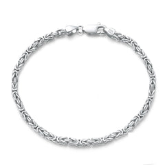 Unisex Byzantine Bracelet - Silver Plated 