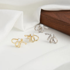 Coquette Bow Earrings - Silver 