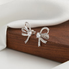 Coquette Bow Earrings - Silver 