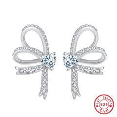 Coquette Bow Earrings - Silver 