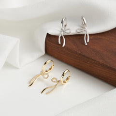 Coquette Bow Hoops - Silver 