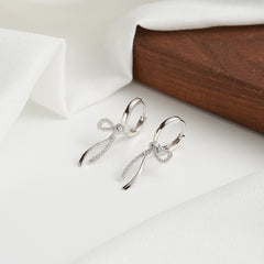 Coquette Bow Hoops - Silver 