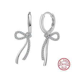 Coquette Bow Hoops - Silver 