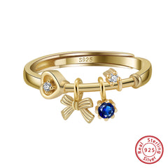Anillo Lazo Coquette con Zafiro - dorado