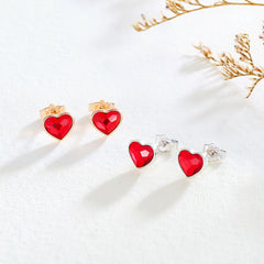 Gold Red Heart Stud