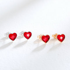 Gold Red Heart Stud