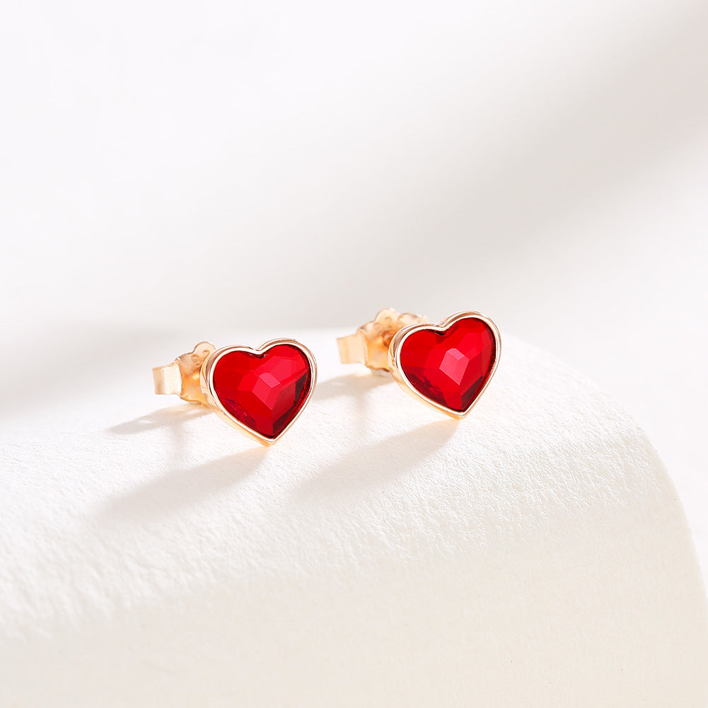 Stud Corazón rojo dorado